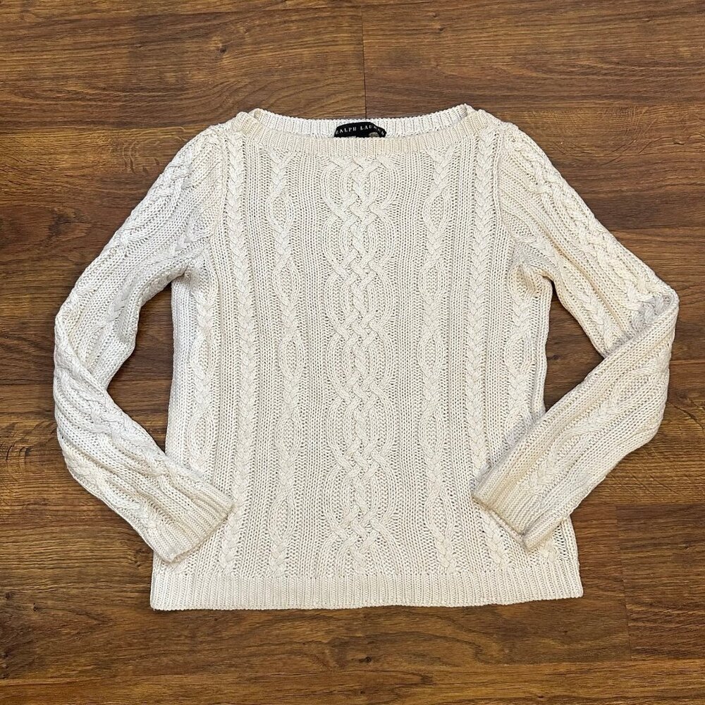 Vintage Ralph Lauren black label Cable-Knit Silk Crewneck Sweater